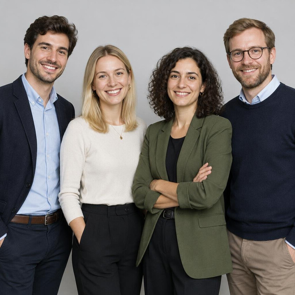 Group portrait of four editorial team members