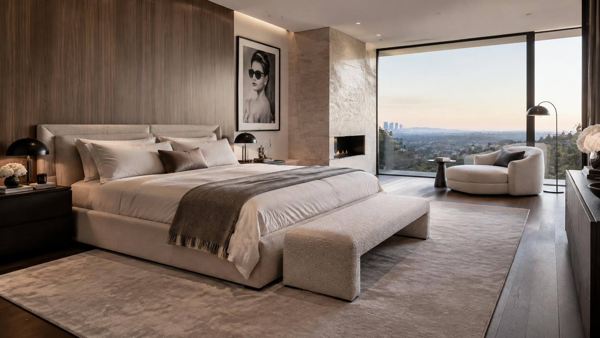 minimalist celebrity bedroom