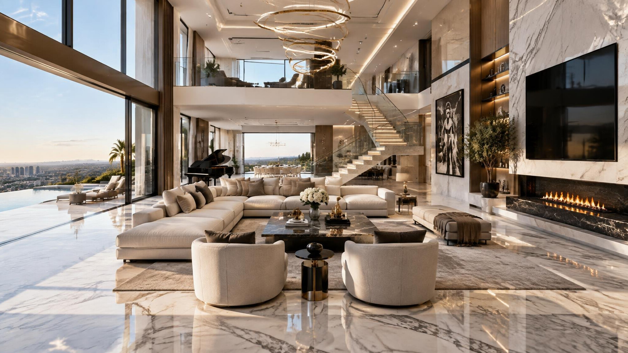 luxury interior with marble floors